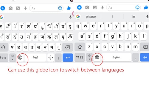 Nepali typing Keyboard Language switch Image