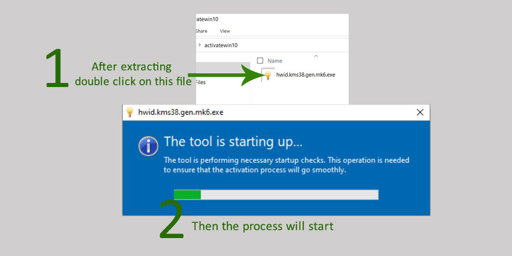 Activate windows using HWIDGen process screenshot